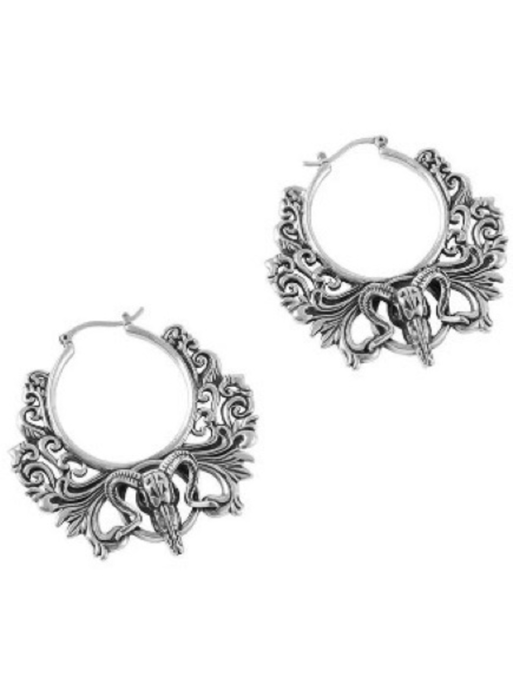 Killstar Silver Worship the Night Hoop Earrings - New In Original Packaging